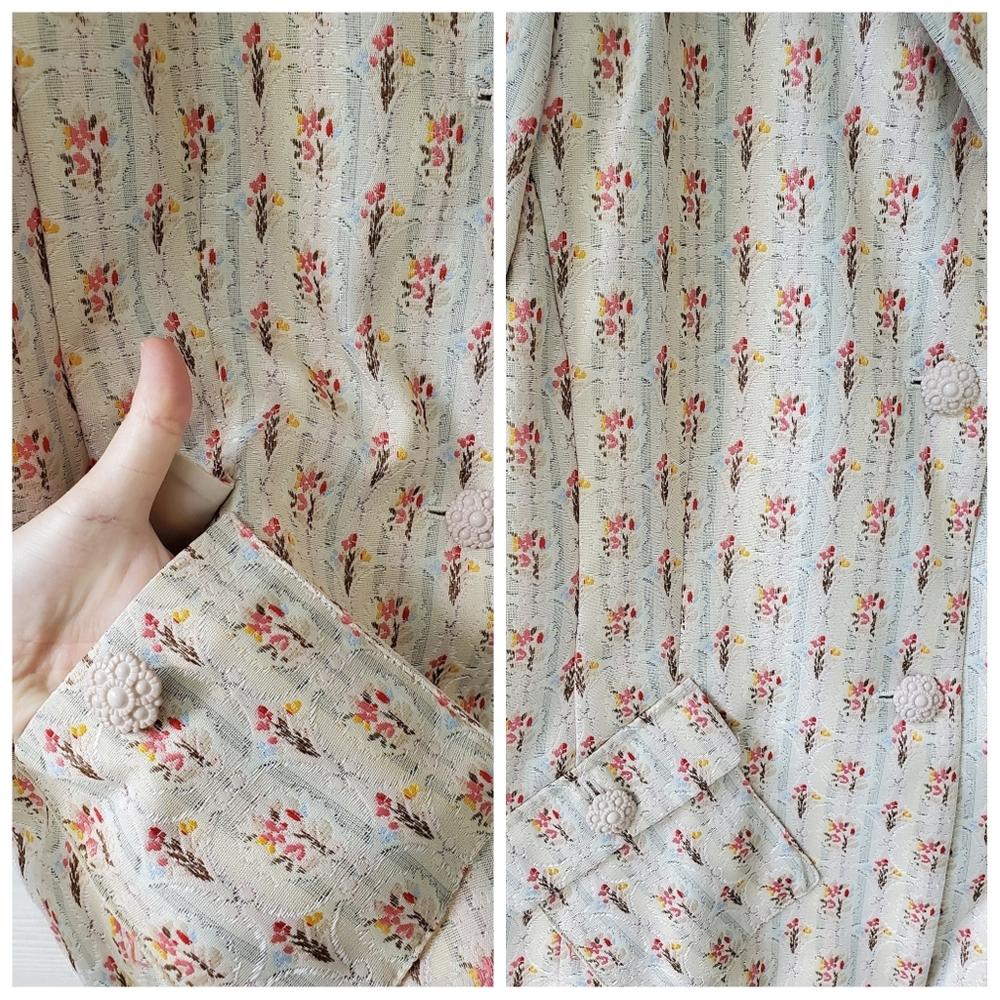 Sag Harbor Vintage-style Ditsy Floral Cottagecore Granny Chic Brocade Blazer - Picture 10 of 16